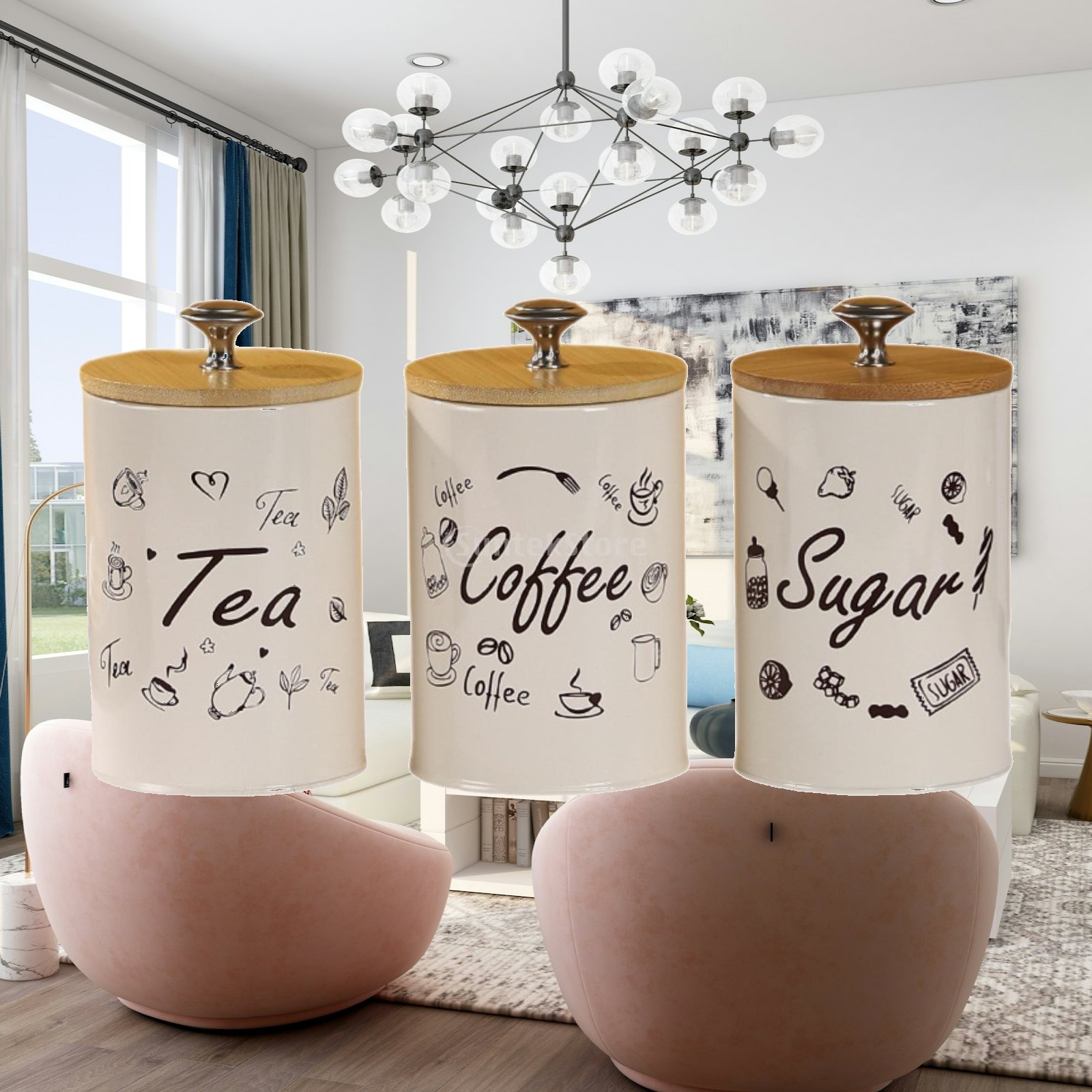 Coffee Tea Sugar Canister Set - Farmhouse Coffee Tea Sugar Canister Set