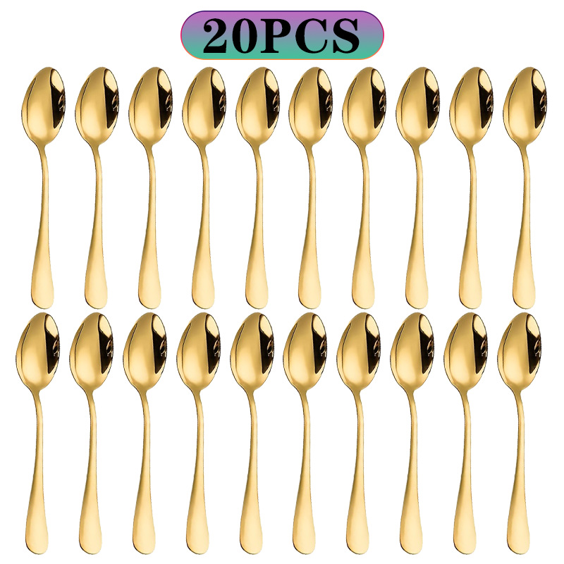 Coffee Tea Sugar Canister Set - 6/10/20Pcs Stainless Steel Small Gold Spoons