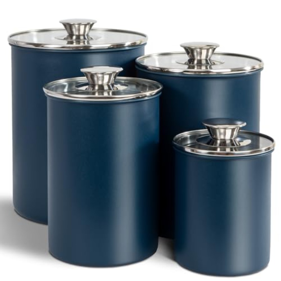 Coffee Tea Sugar Canister Set - Stainless Steel Food Canister Set of