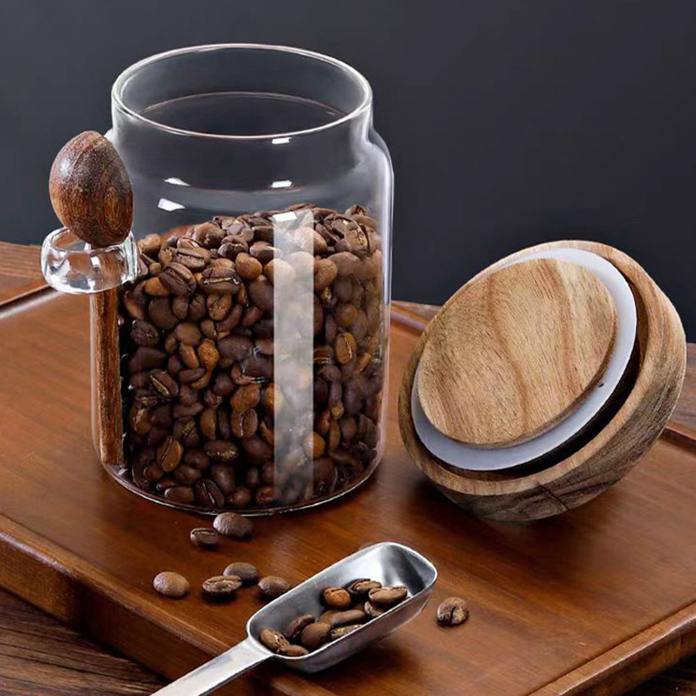 Tea Coffee Sugar Container - Glass Coffee Bean Storage Jar Airtight