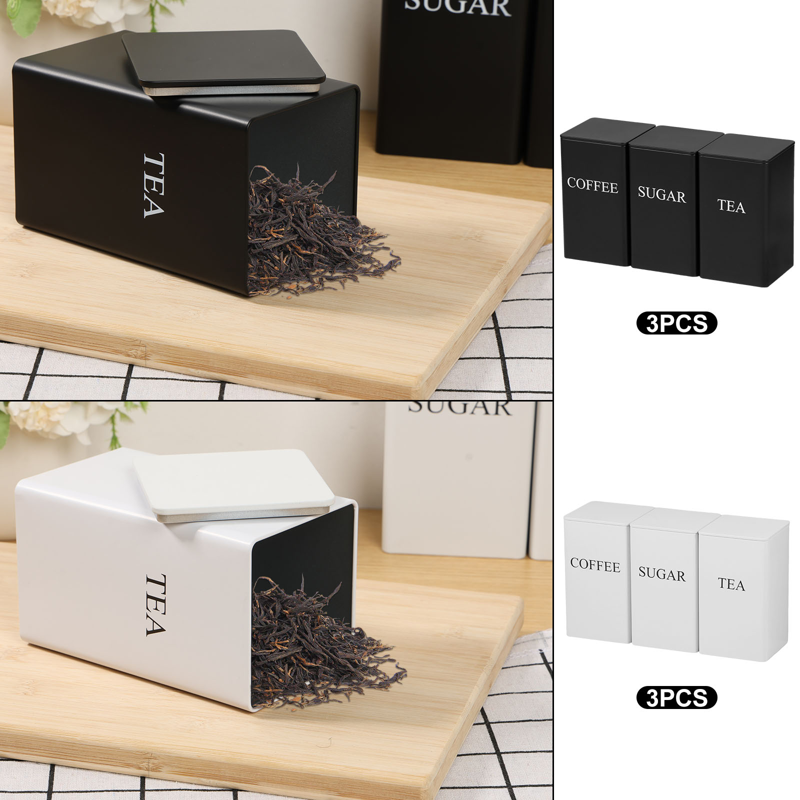 3Pcs Coffee Bean Storage Canis - đánh giá và giá Coffee Tea Sugar Canister Set