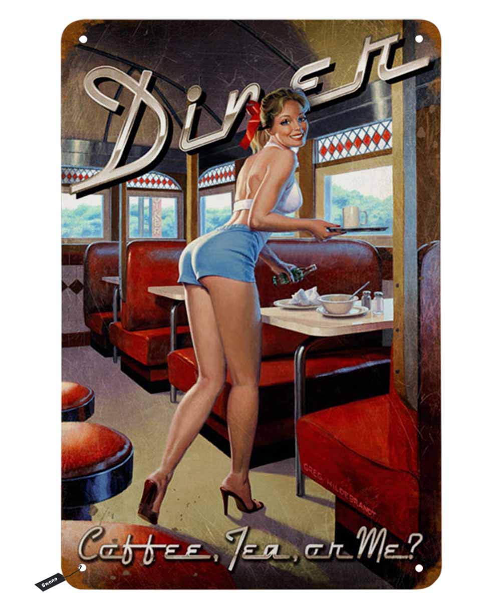 Swono Dinner Tin Signs,Pinup G - đánh giá và giá Coffee Tea Me