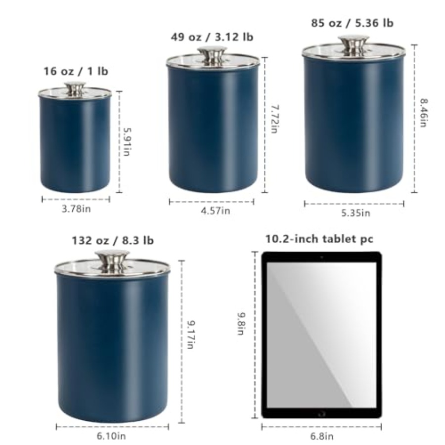 Stainless Steel Food Canister  - đánh giá và giá Coffee Tea Sugar Canister Set