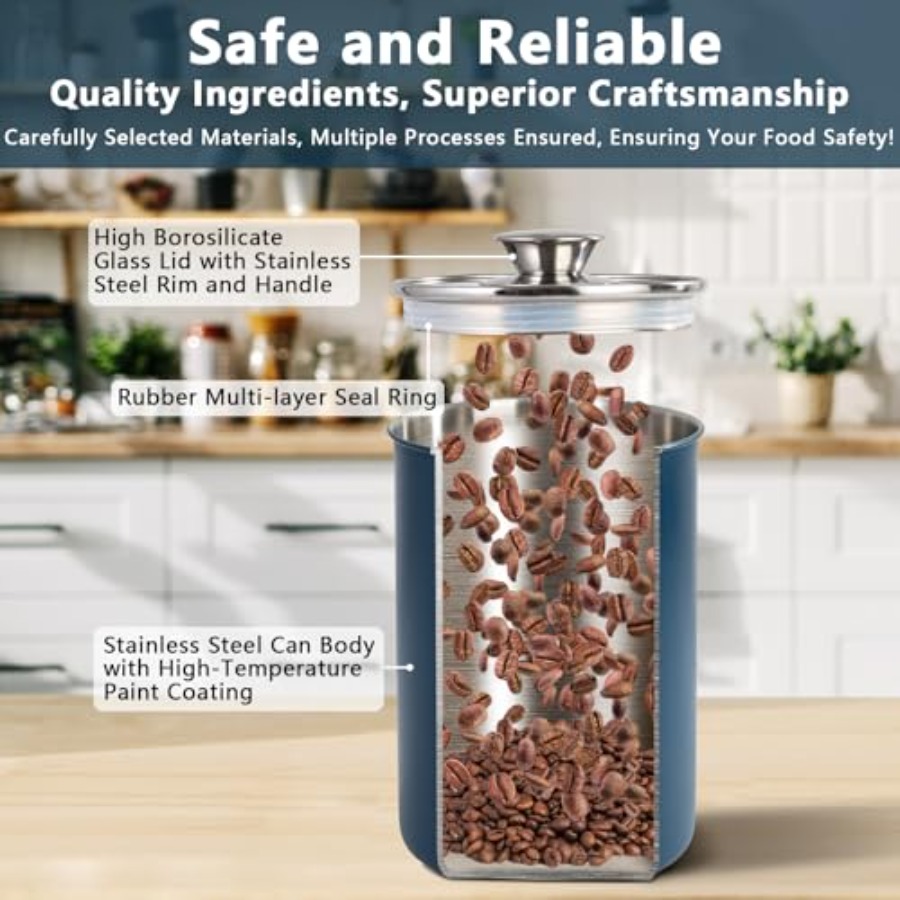 Stainless Steel Food Canister  - đánh giá và giá Coffee Tea Sugar Canister Set
