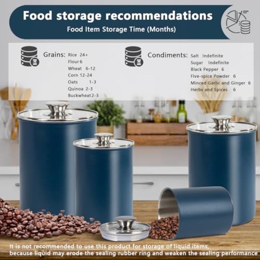 Stainless Steel Food Canister  - đánh giá và giá Coffee Tea Sugar Canister Set
