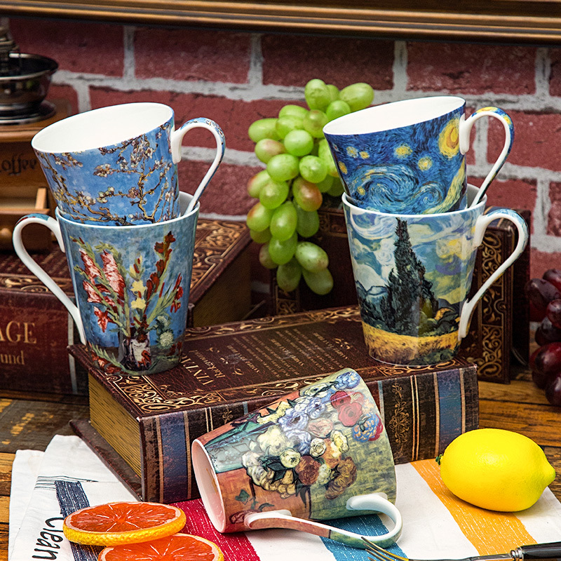 5 Pcs Set Bone China Van Gogh  - đánh giá và giá Coffee Tea Van
